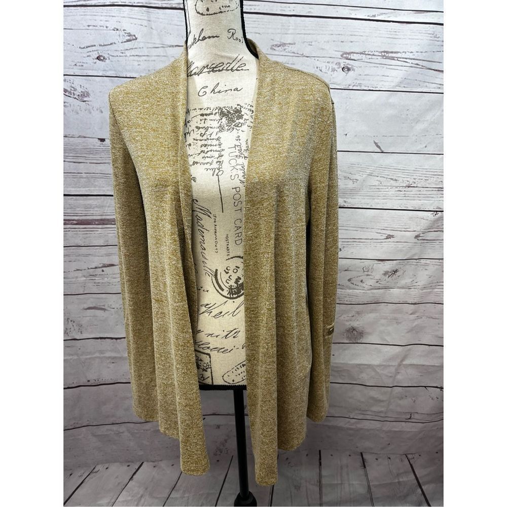 Charter Club small gold/white sweater, cardigan style18 inches pit‎ to pit